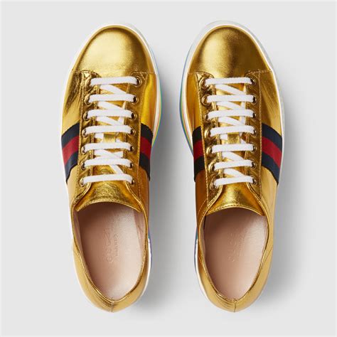 gucci metal shoes|gucci gold sneakers.